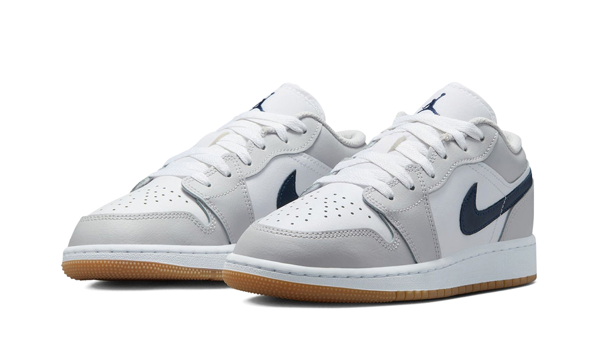 Jordan 1 Low White Neutral Grey Gum Midnight Navy (GS)