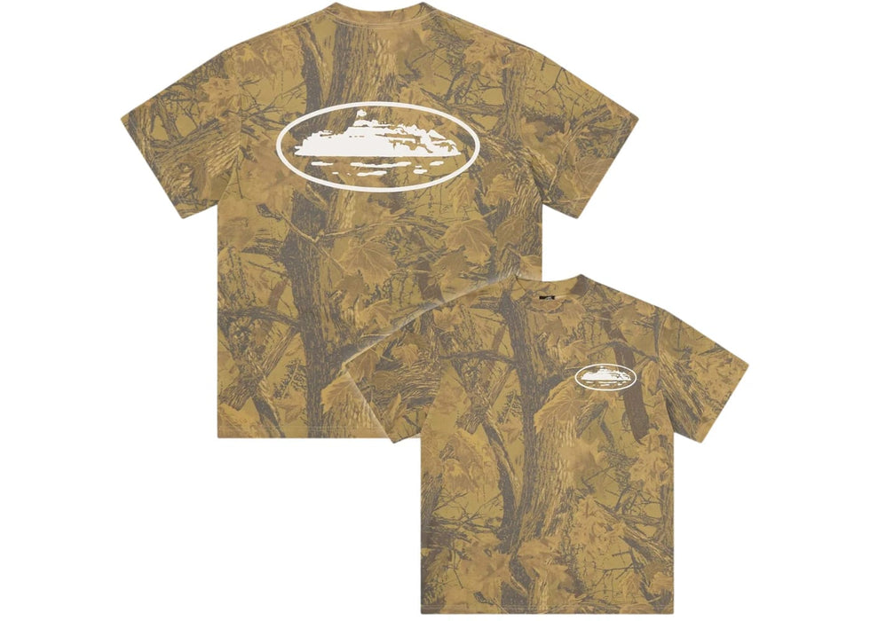 Corteiz Island Puff Print Tee Forest Camo