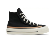 Converse Chuck Taylor All Star Raw Edge Platform High Black Champagne Tan (W)