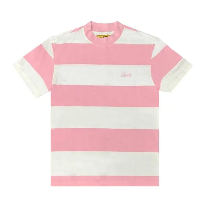 Corteiz Allstarz Striped Tee White/Pink