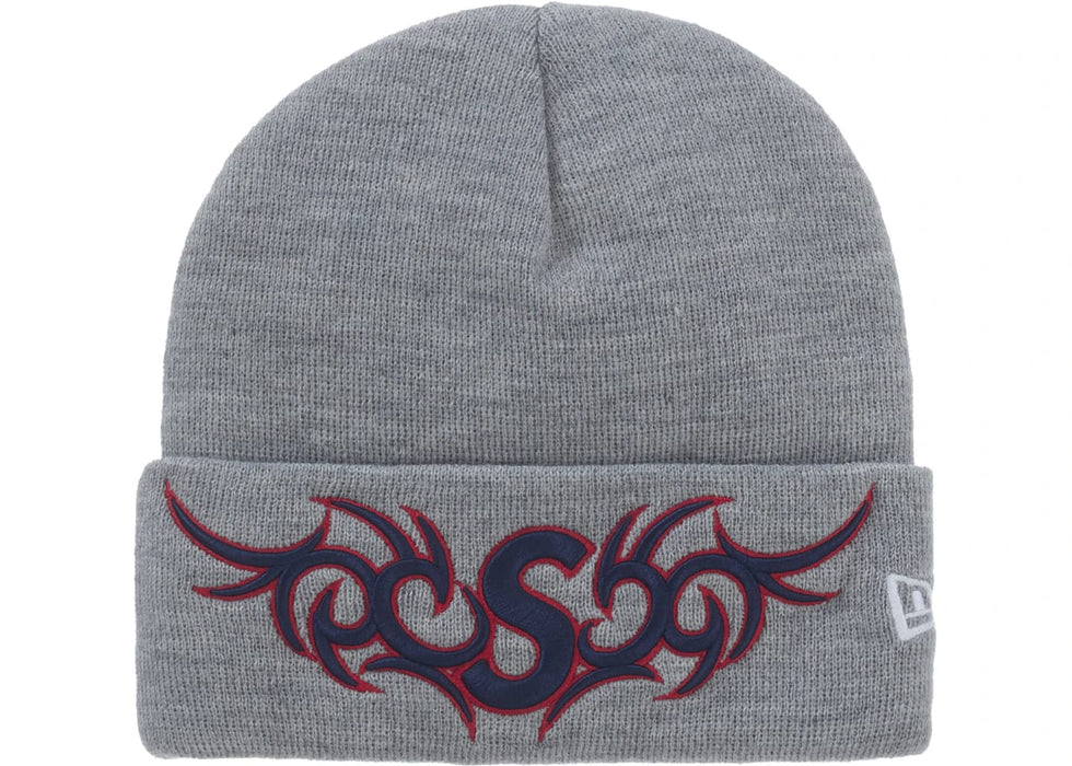 Supreme New Era Tribal S Logo Beanie Heather Grey