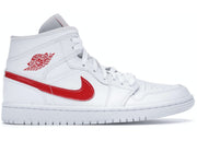 Jordan 1 Mid White University Red (Women's)