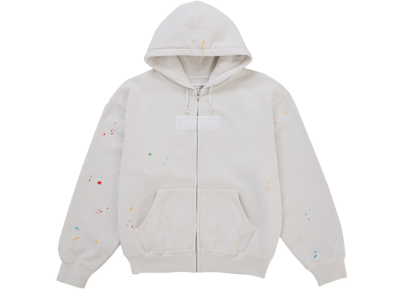 Supreme MM6 Maison Margiela Box Logo Zip Up Hooded Sweatshirt White