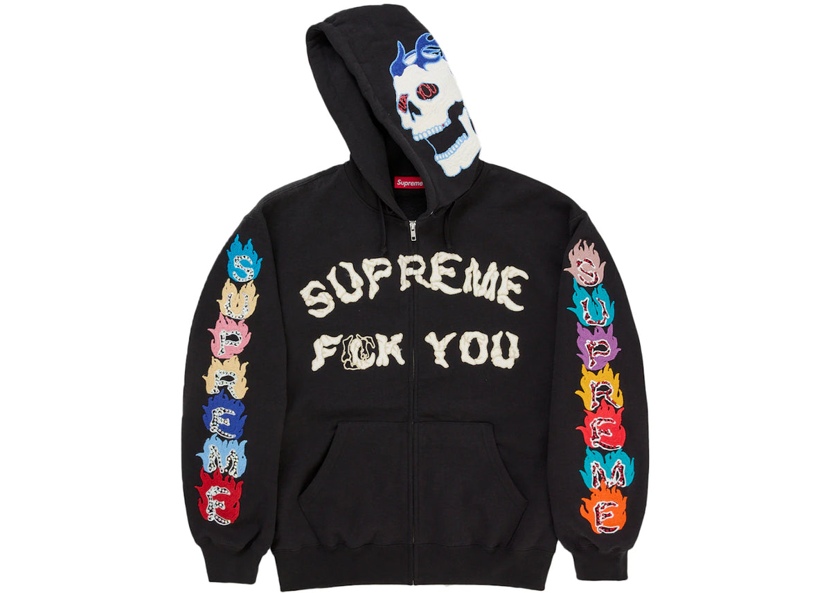 Supreme F**k You Zip Up Hooded Sweatshirt Black