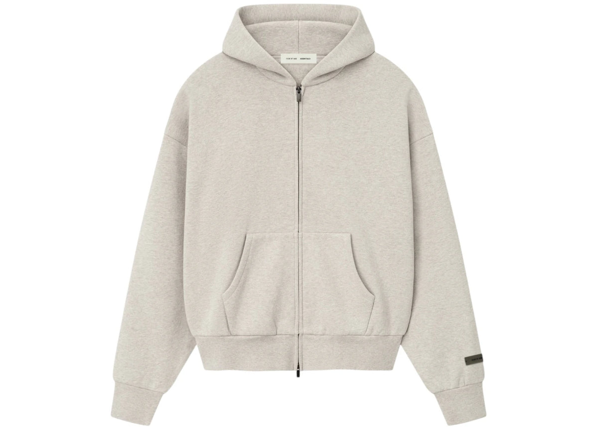 Fear of God Essentials Classic Fleece Zip-Up Hoodie Heather Stone