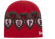Supreme New Era Hearts Beanie Red