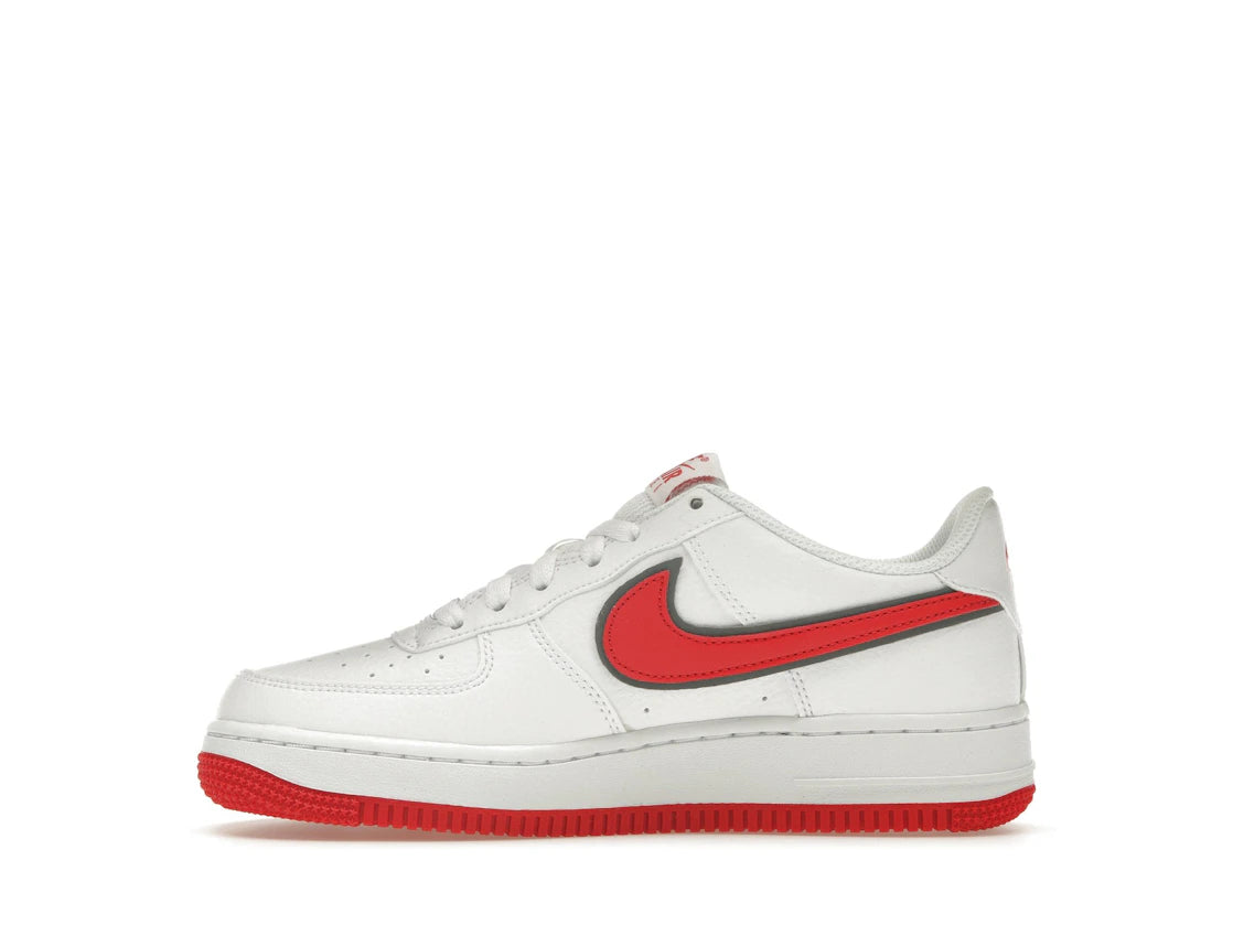 Nike Air Force 1 White Habanero Red Mini Swoosh (GS)