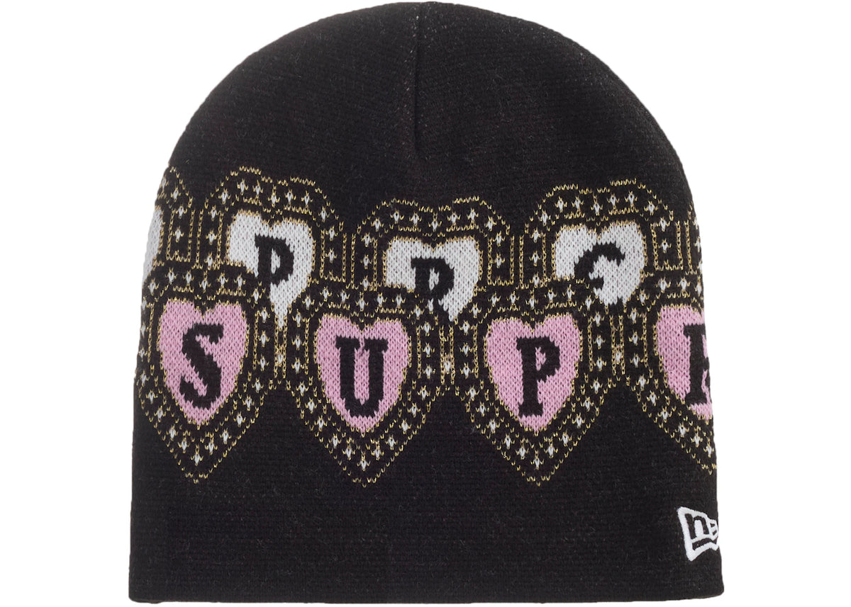 Supreme New Era Hearts Beanie Black