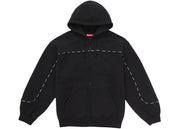 Supreme Piping Zip Up Hooded Sweatshirt Black