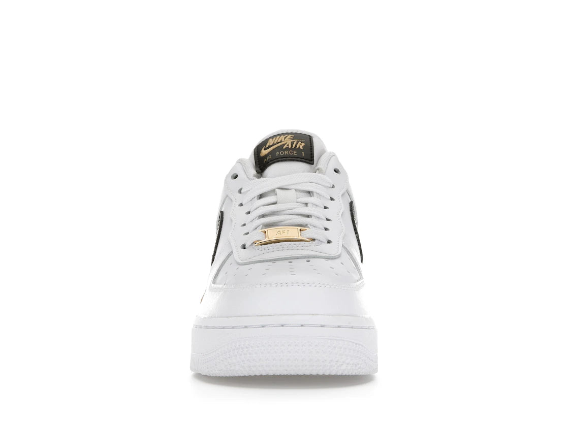 Nike Air Force 1 Low '07 Essential White Black Gold Mini Swoosh (Women's)