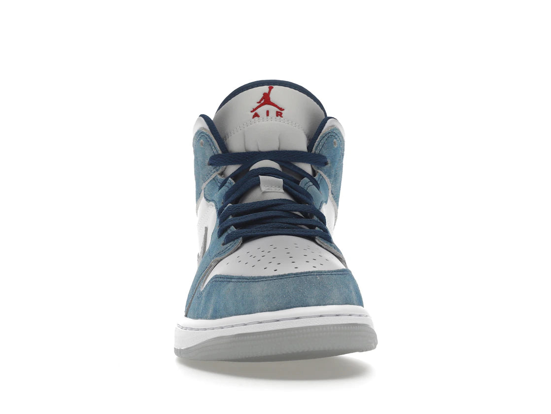 Jordan 1 Mid French Blue Fire Red