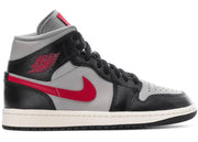 Jordan 1 Mid Black College Grey Gym Red (Women's)