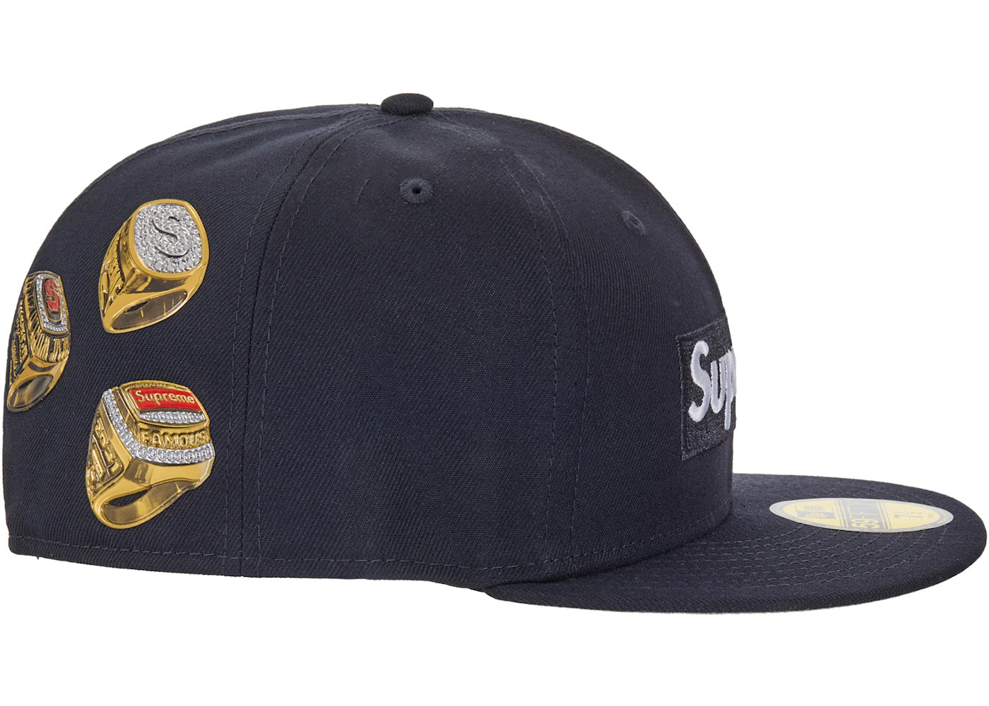 Supreme Rings Box Logo New Era 59Fifty Fitted Hat Navy
