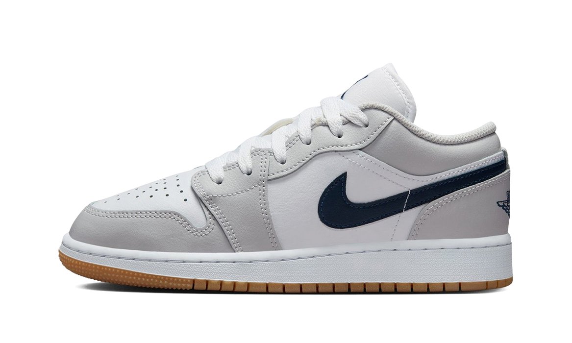 Jordan 1 Low White Neutral Grey Gum Midnight Navy (GS)