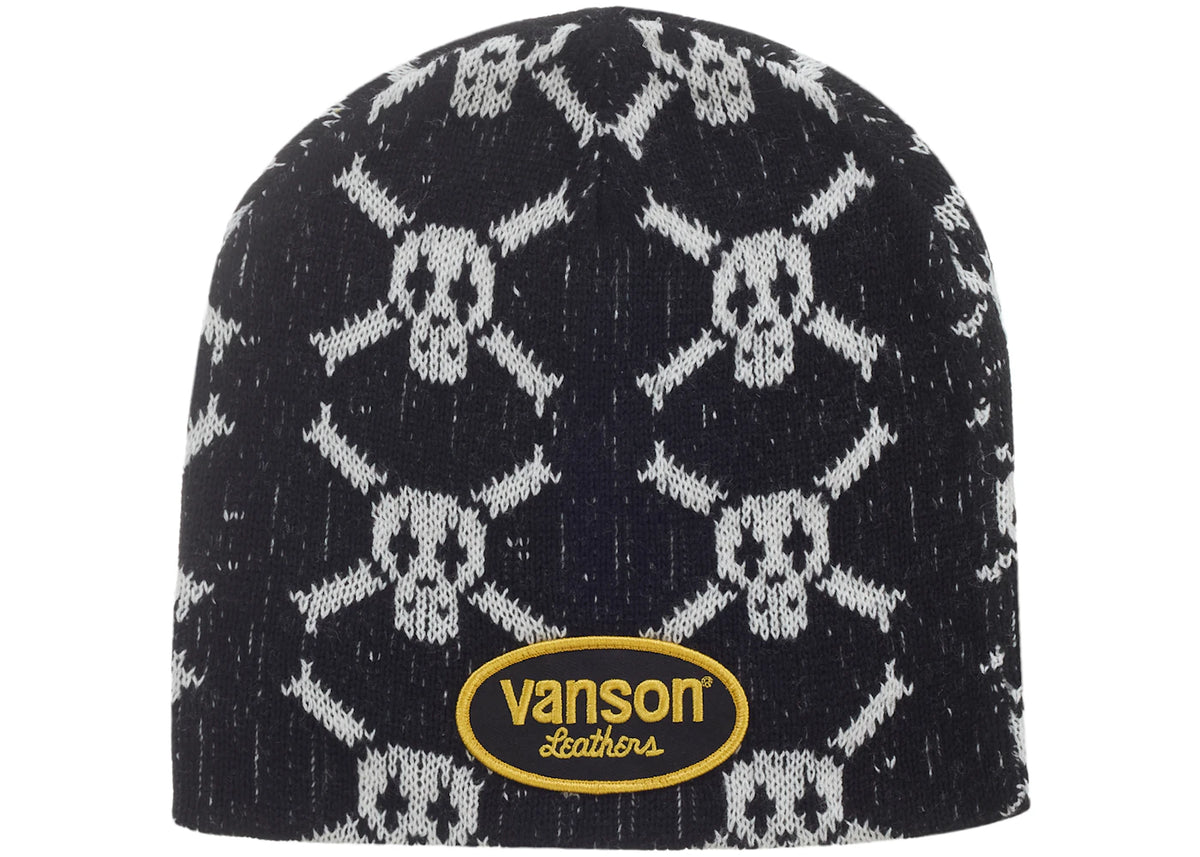 Supreme Vanson Leathers Skull Beanie Black