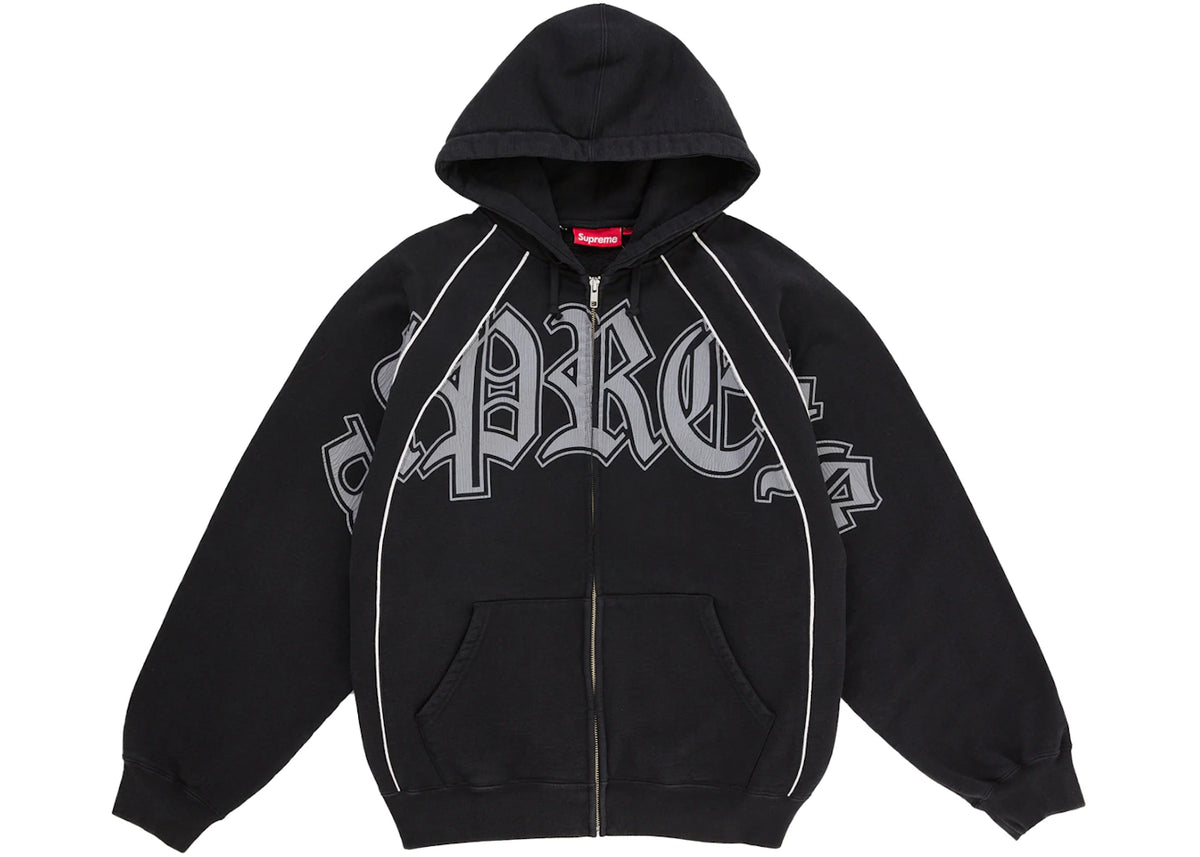 Supreme Paneled Zip Up Hooded Sweatshirt Black