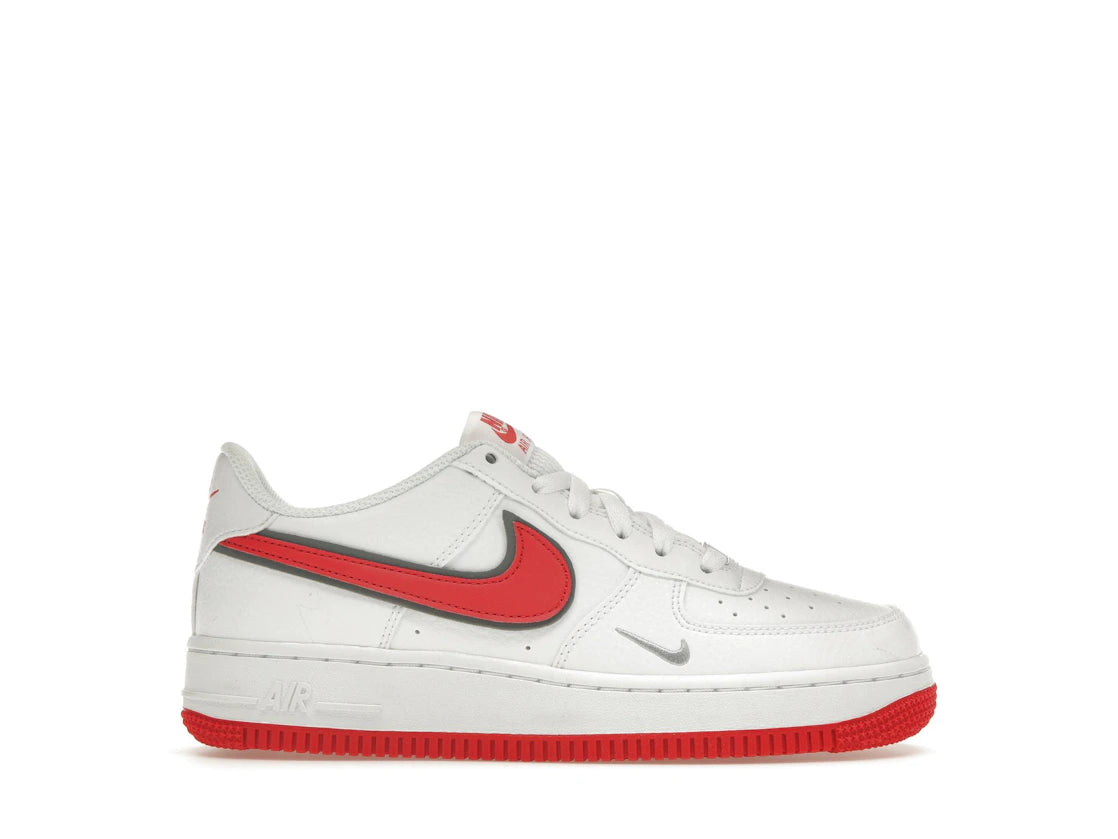 Nike Air Force 1 White Habanero Red Mini Swoosh (GS)