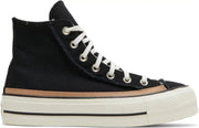 Converse Chuck Taylor All Star Raw Edge Platform High Black Champagne Tan (W)