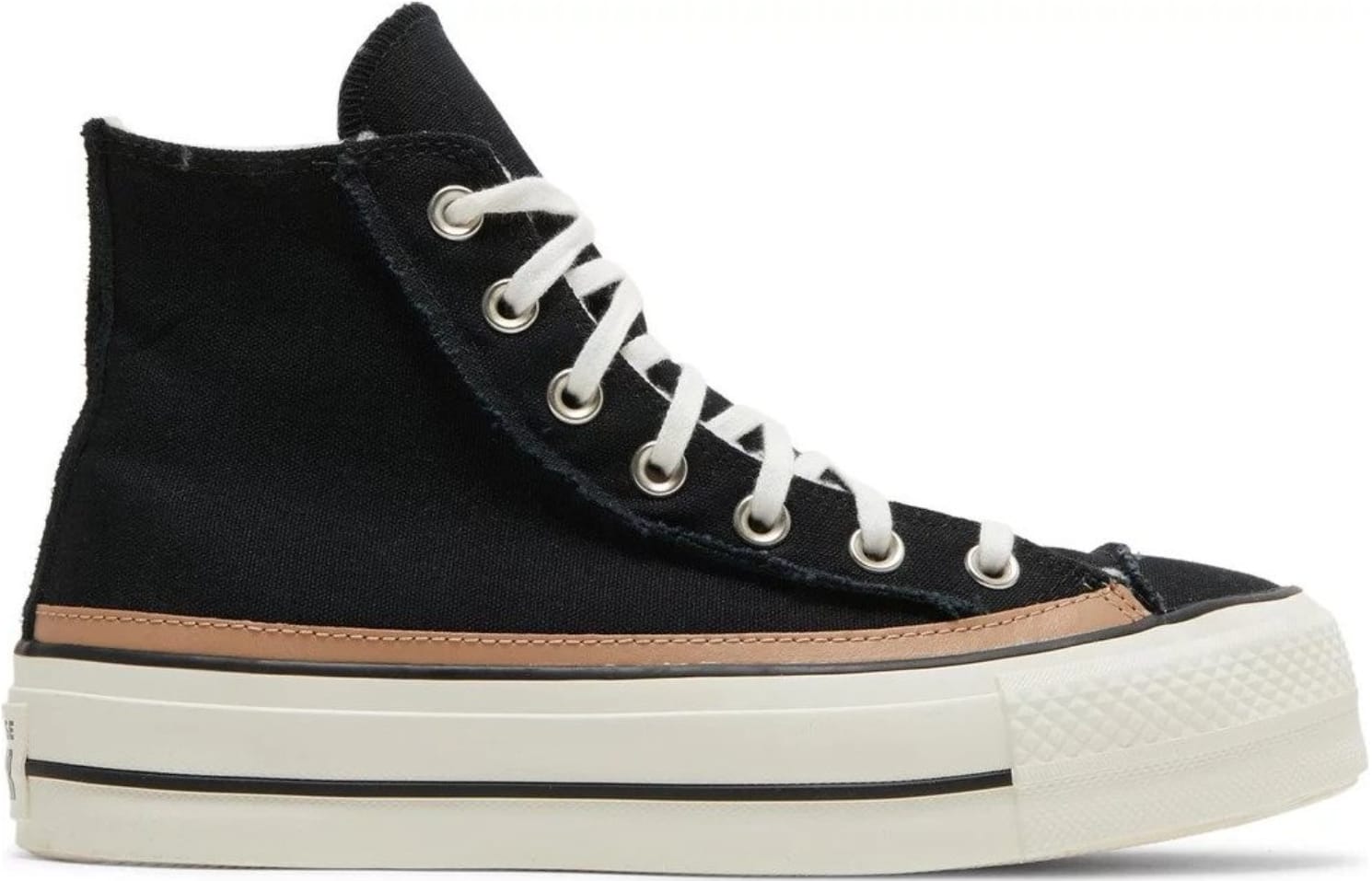 Converse Chuck Taylor All Star Raw Edge Platform High Black Champagne Tan (W)
