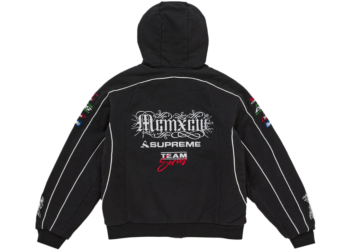 Supreme Racing Lined Zip Up Hooded Sweatshirt Black
